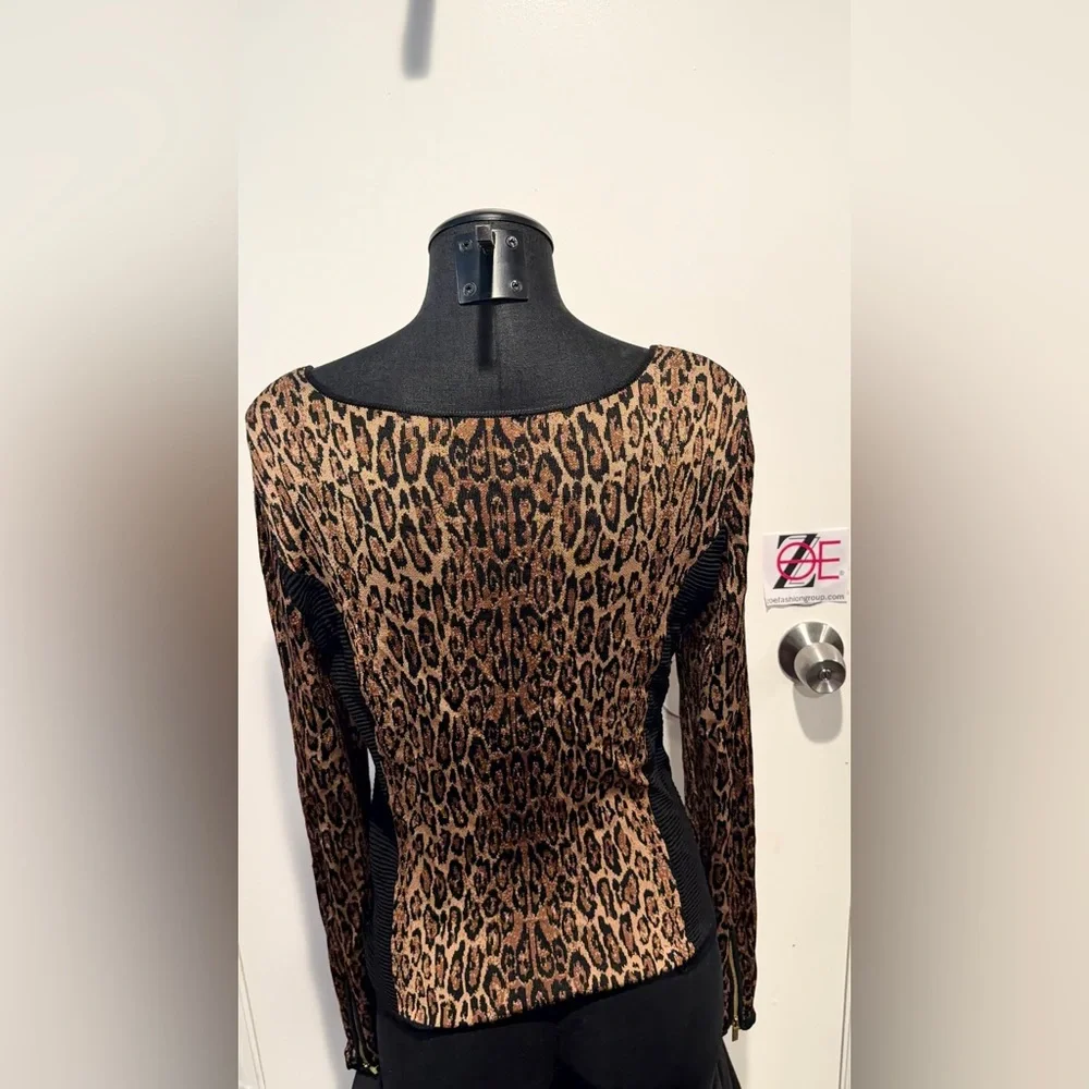 Vintage Cache Leopard Print Zip-Up Top - Picture 4 of 5